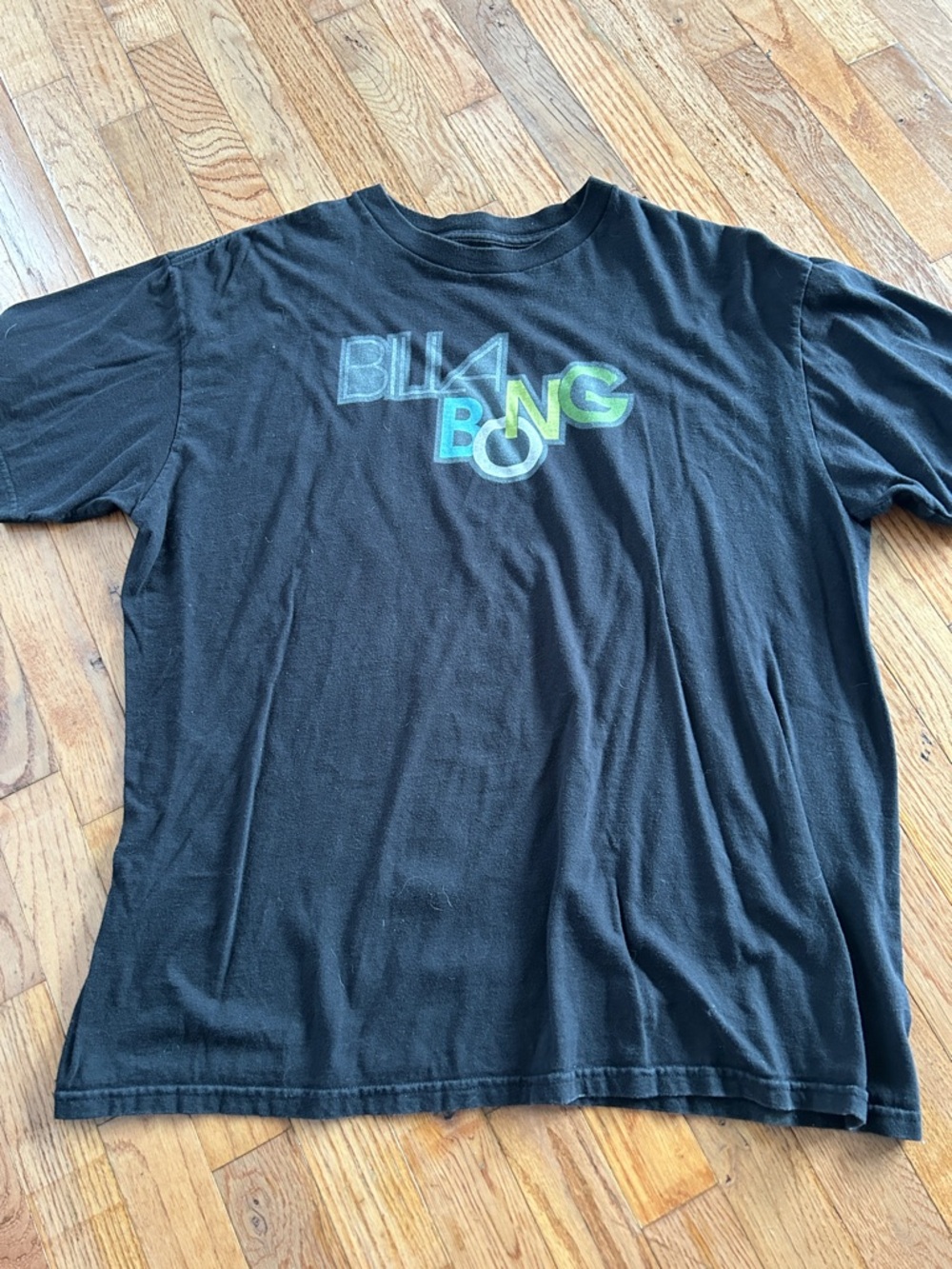 Billabong Black Tee with Blue & Lime Graphic